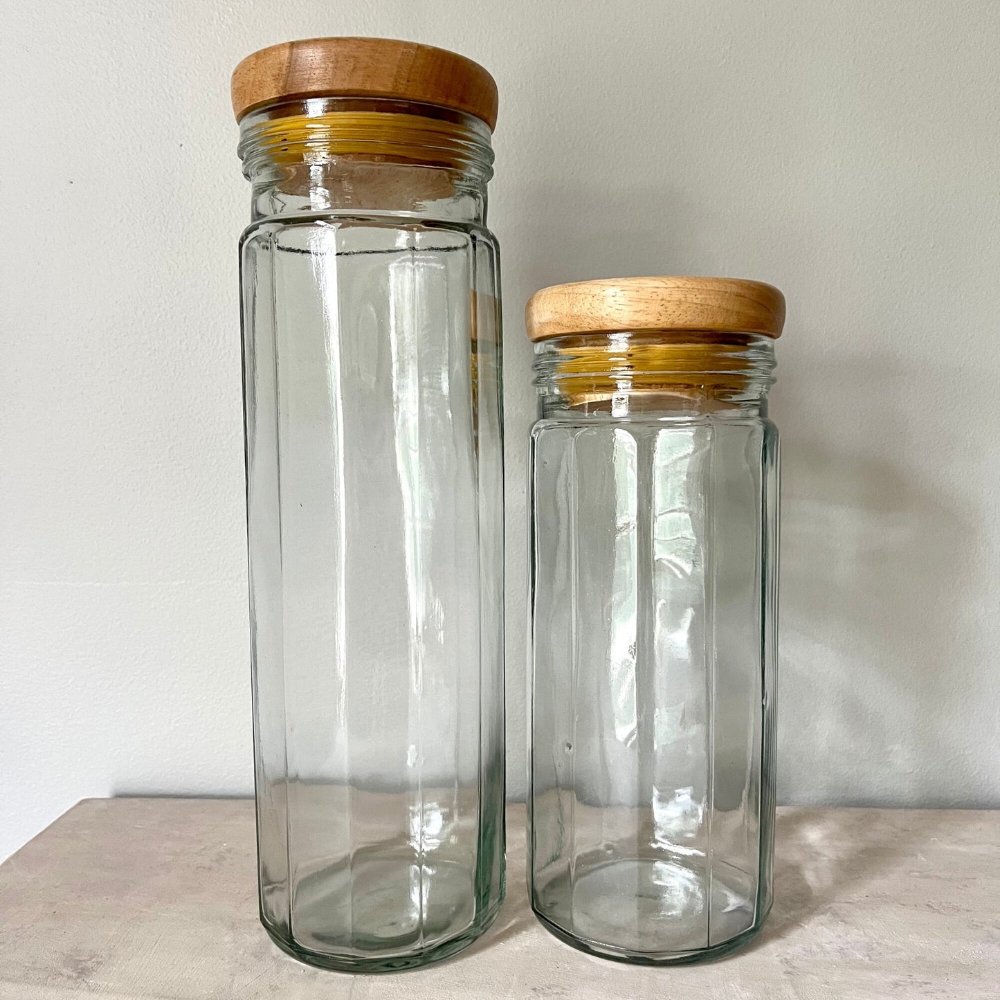 Large Clear Glass Jars with Wood Lids