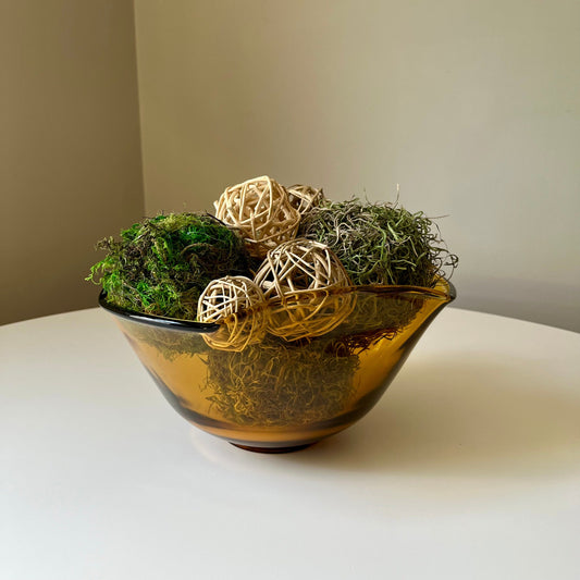 Amber Glass Serving Bowl with Scalloped Rim by Indiana Glass