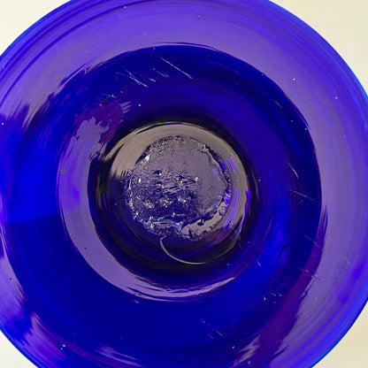 Hand Blown Clear & Cobalt Blue Wine Glasses