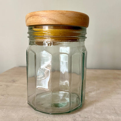 Medium Clear Glass Jars with Wood Lids