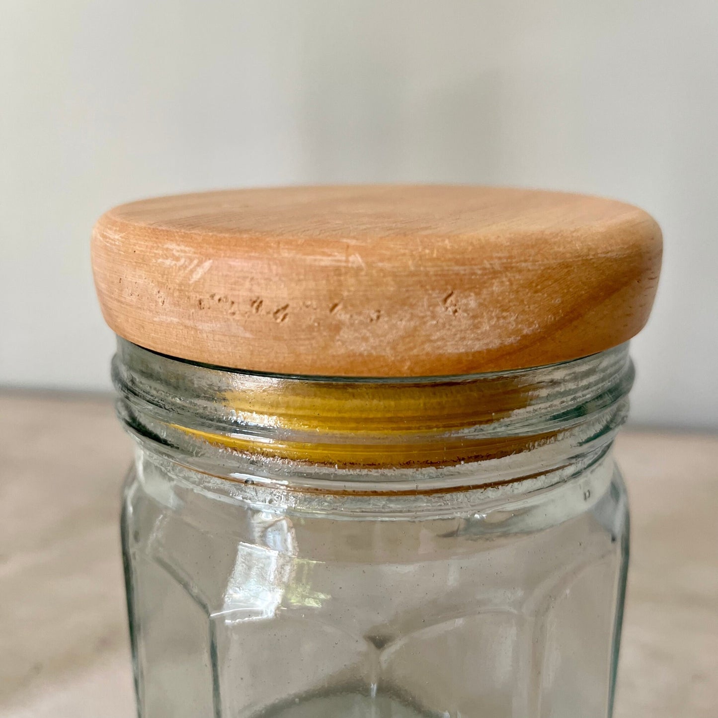 Medium Clear Glass Jars with Wood Lids