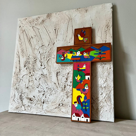 Hand Painted Latin American Wood Cross