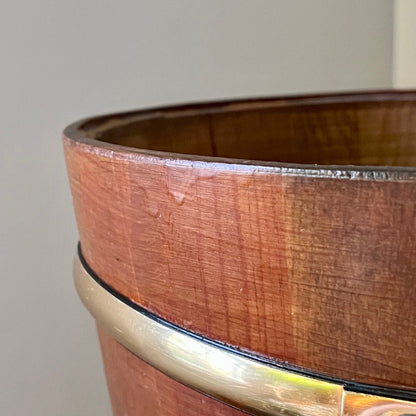 Mid Century Modern Wood Barrel Planter