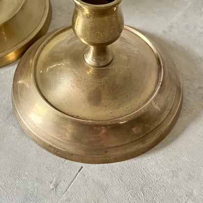 Brass Candle Holders with Large Circular Base