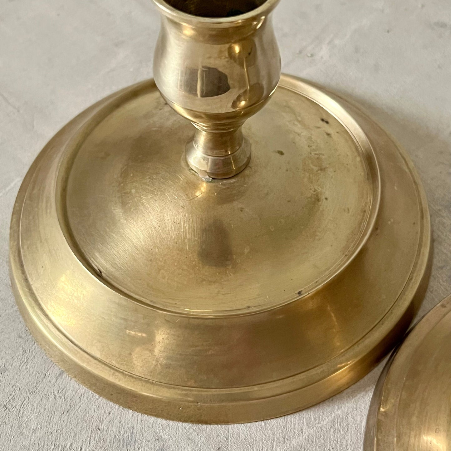 Brass Candle Holders with Large Circular Base