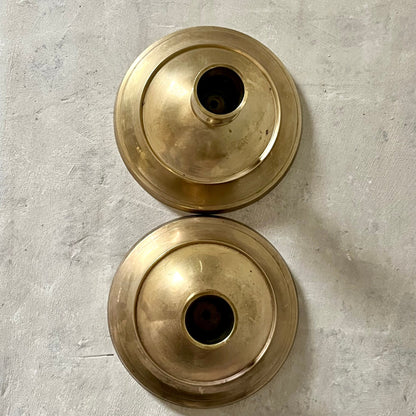 Brass Candle Holders with Large Circular Base