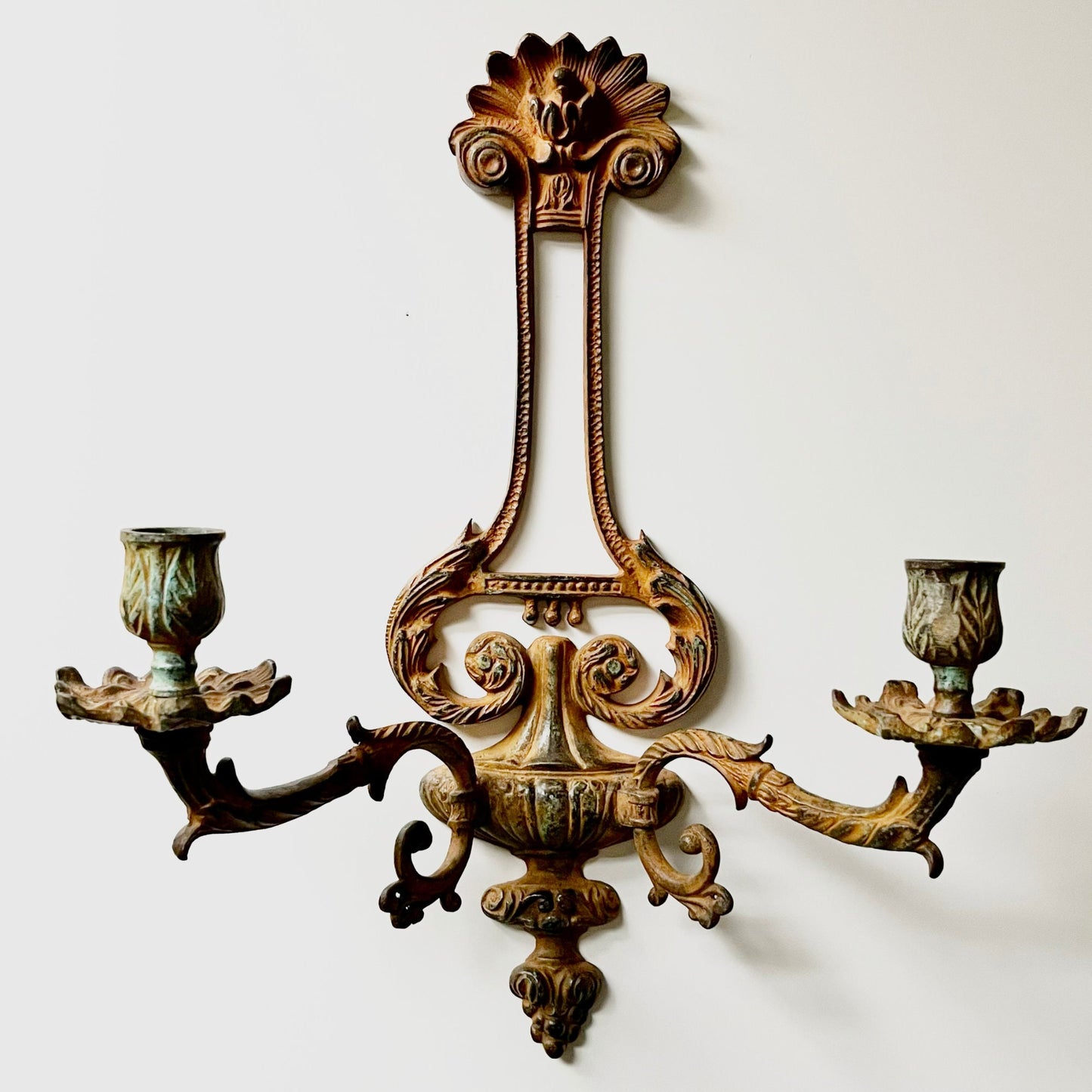 Aged Metal Candelabra Wall Sconce