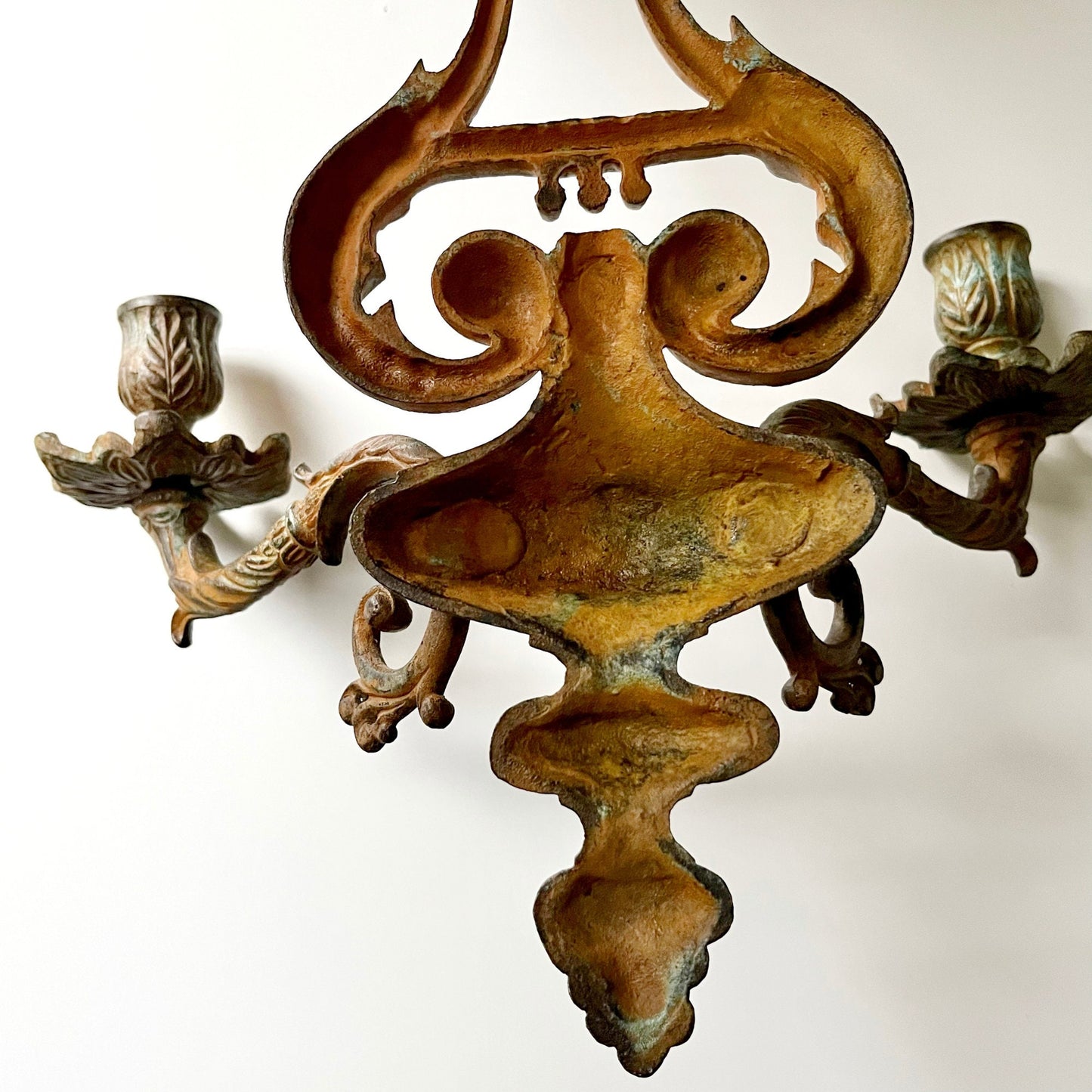 Aged Metal Candelabra Wall Sconce