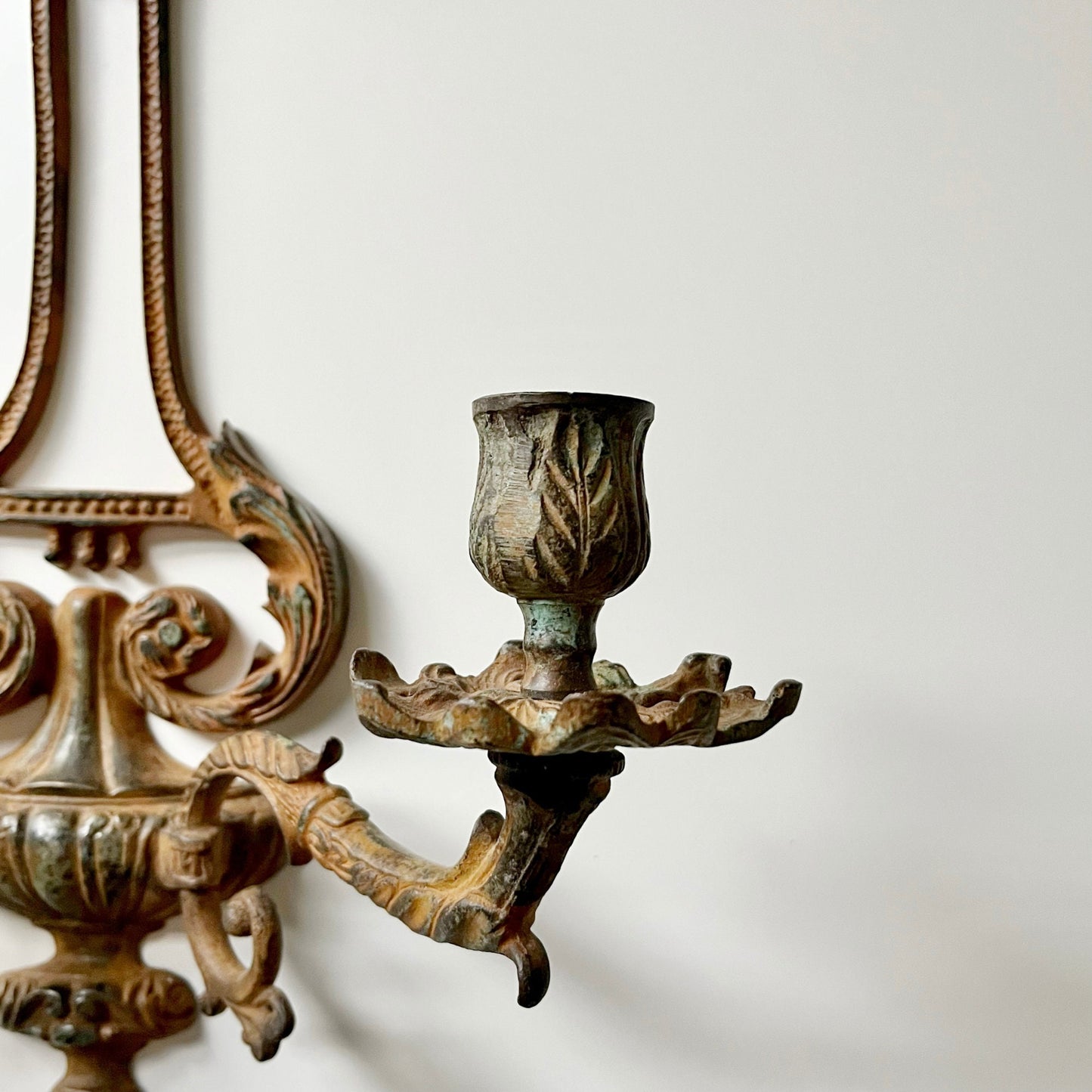 Aged Metal Candelabra Wall Sconce