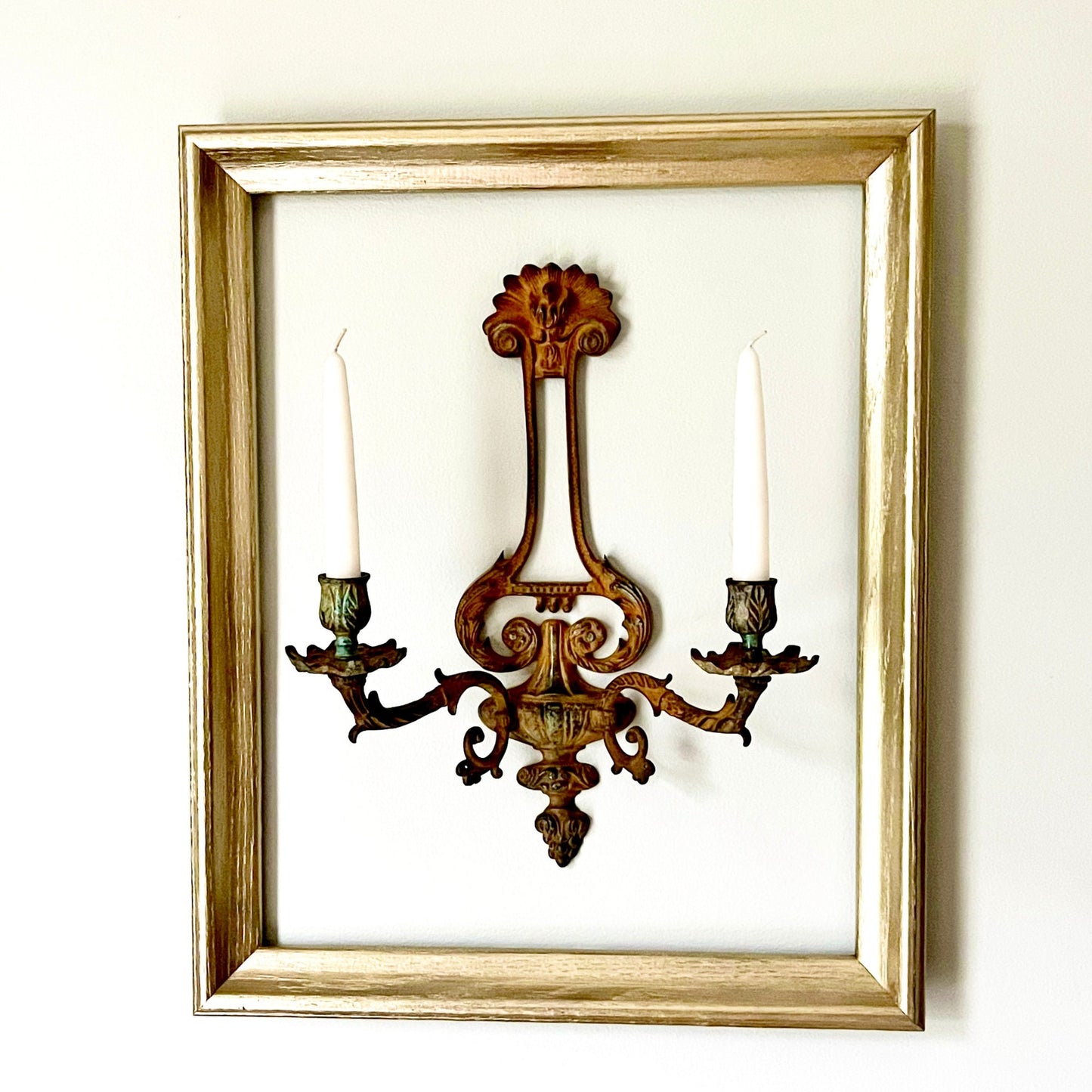 Aged Metal Candelabra Wall Sconce