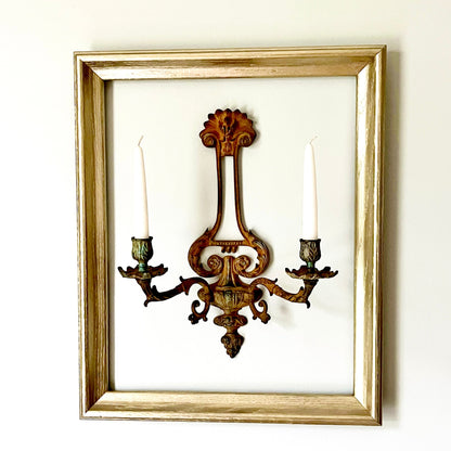 Aged Metal Candelabra Wall Sconce