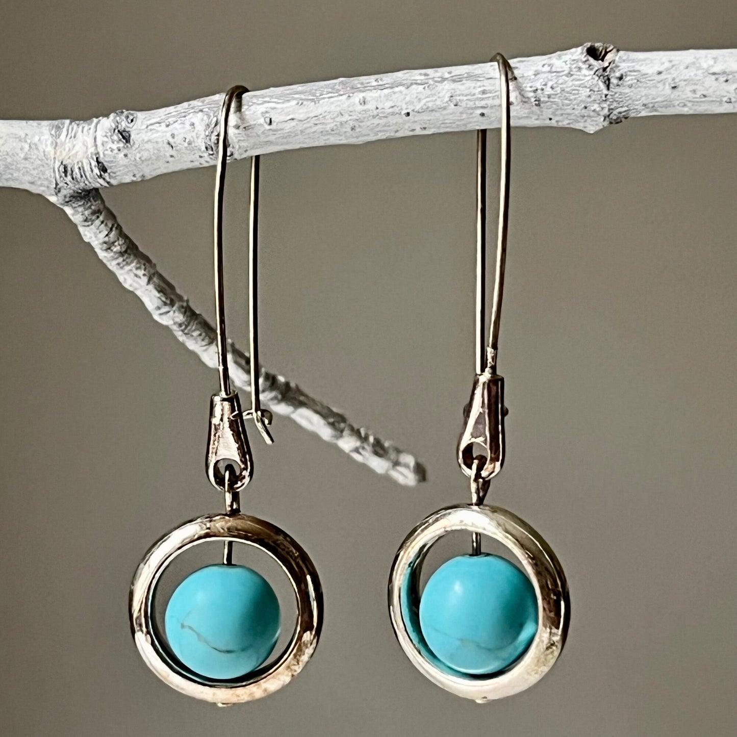 Faux Turquoise Drop Earrings