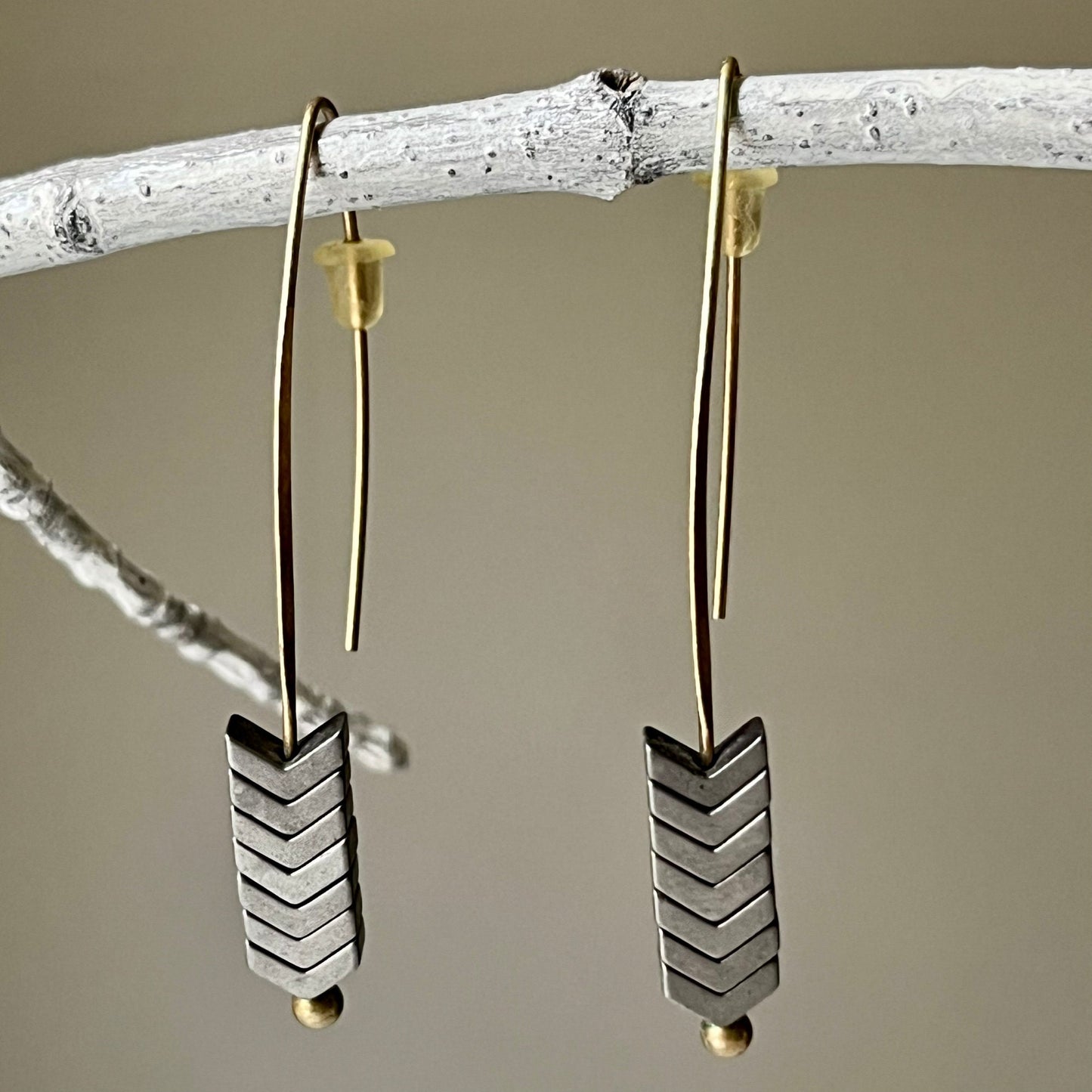 Vintage 1970s Boho Arrow Drop Earrings