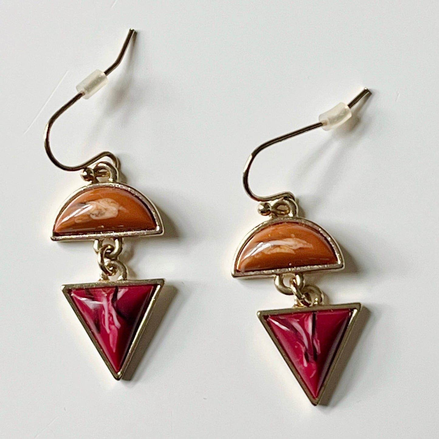 Red Resin Geometric Earrings