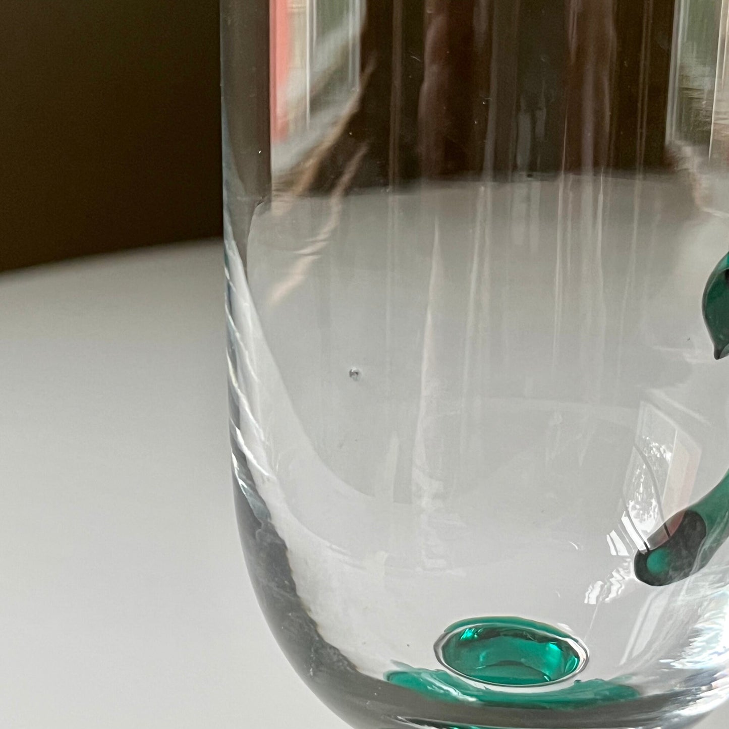 Hand Blown Pedestal Coffee Mugs with Green Accents