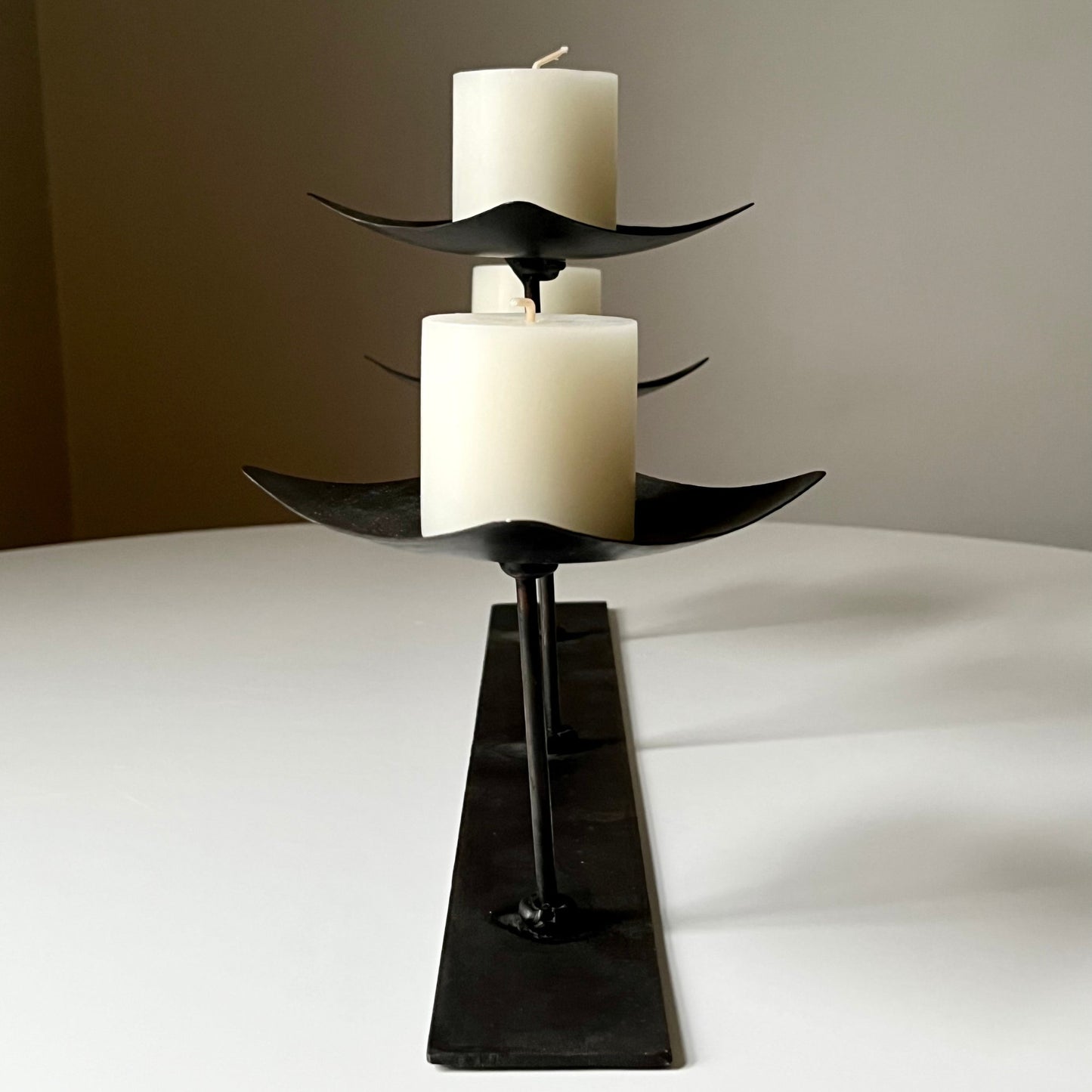 Mid Century Modern Metal Centerpiece Candelabra