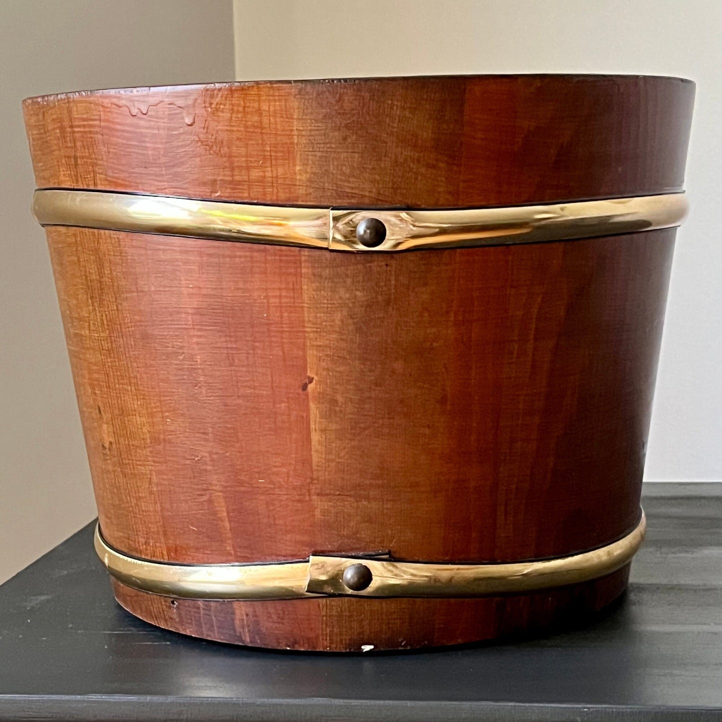 Mid Century Modern Wood Barrel Planter