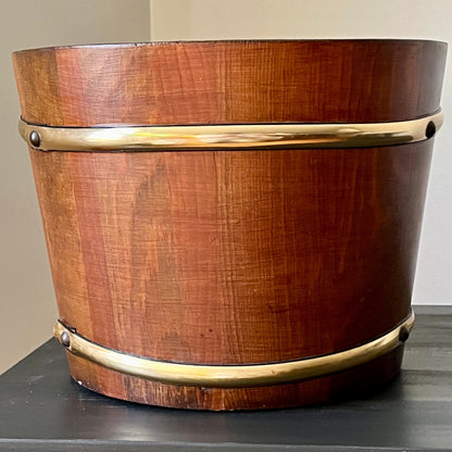 Mid Century Modern Wood Barrel Planter