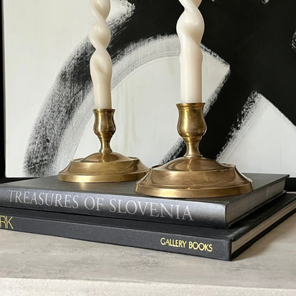 Brass Candle Holders with Large Circular Base