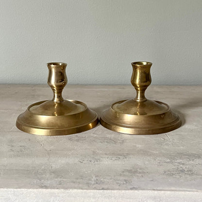 Brass Candle Holders with Large Circular Base