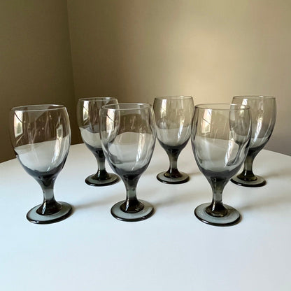 Smoked Gray Teardrop Goblets by Libbey