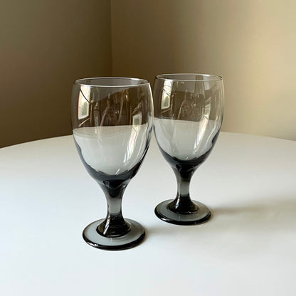 Smoked Gray Teardrop Goblets by Libbey