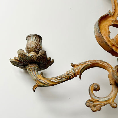 Aged Metal Candelabra Wall Sconce