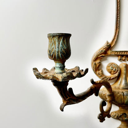 Aged Metal Candelabra Wall Sconce