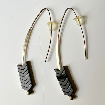 Vintage 1970s Boho Arrow Drop Earrings