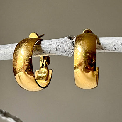 Wide Bottom Gold Colored Hoops