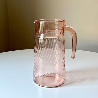 French Pink Glass Pitcher with Rosaline Pattern