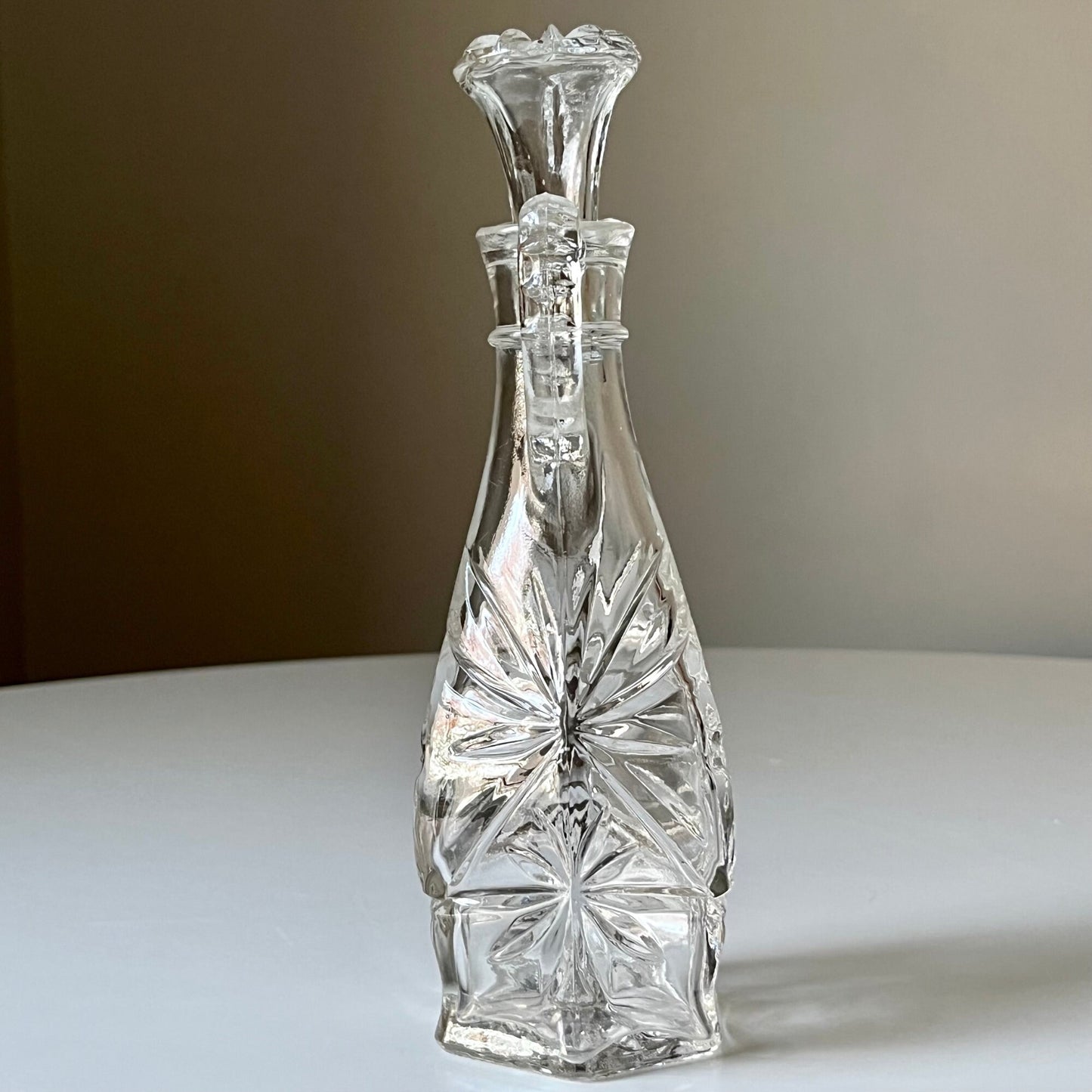 Glass Cruet with Intricate Etched Design