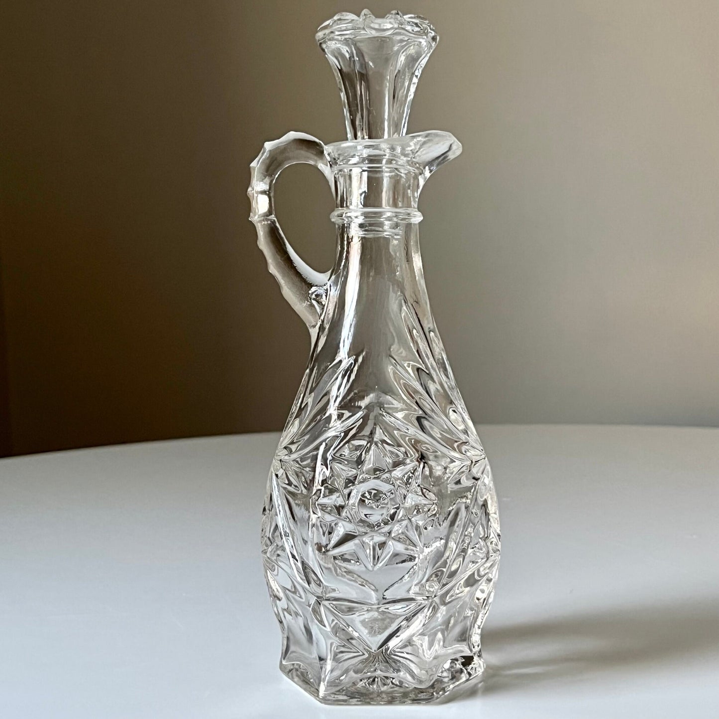 Glass Cruet with Intricate Etched Design