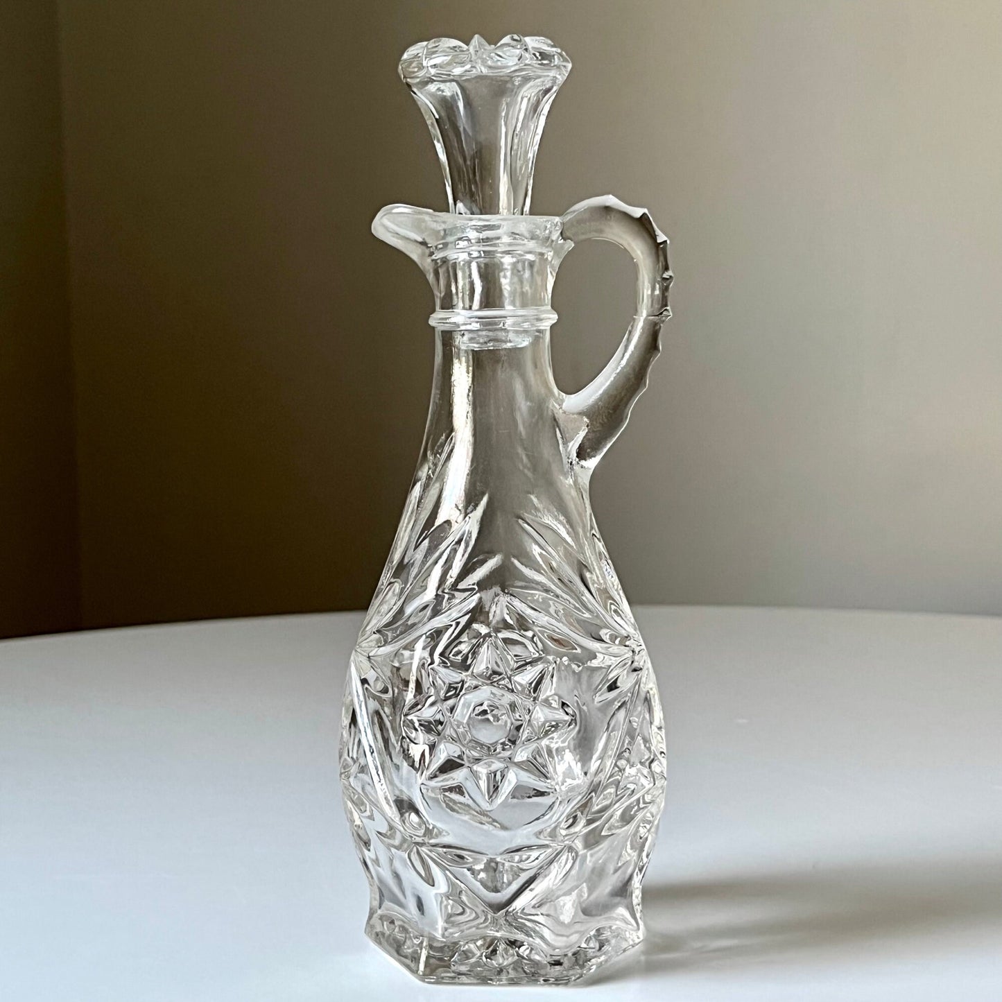 Glass Cruet with Intricate Etched Design