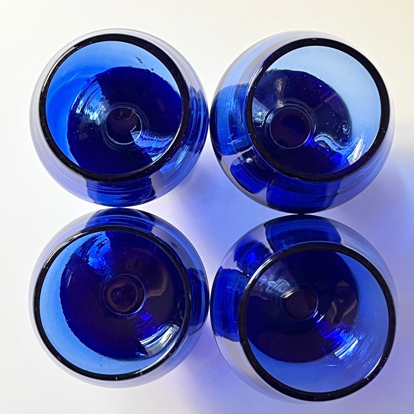 Hand Blown Cobalt Blue Glass Brandy Sniffers