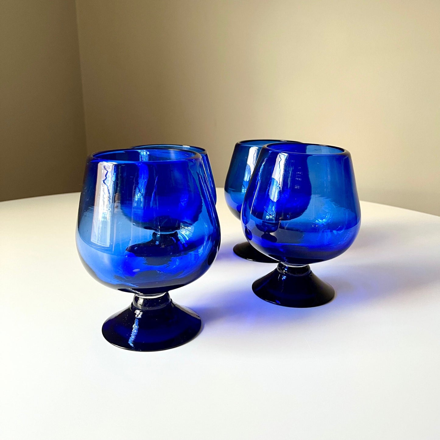 Hand Blown Cobalt Blue Glass Brandy Sniffers