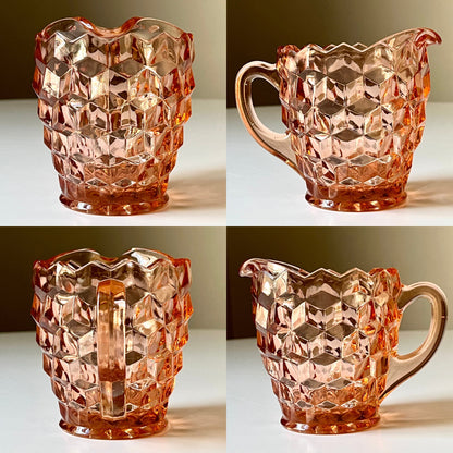 Pink Glass Sugar Bowl & Creamer by Indiana Glass