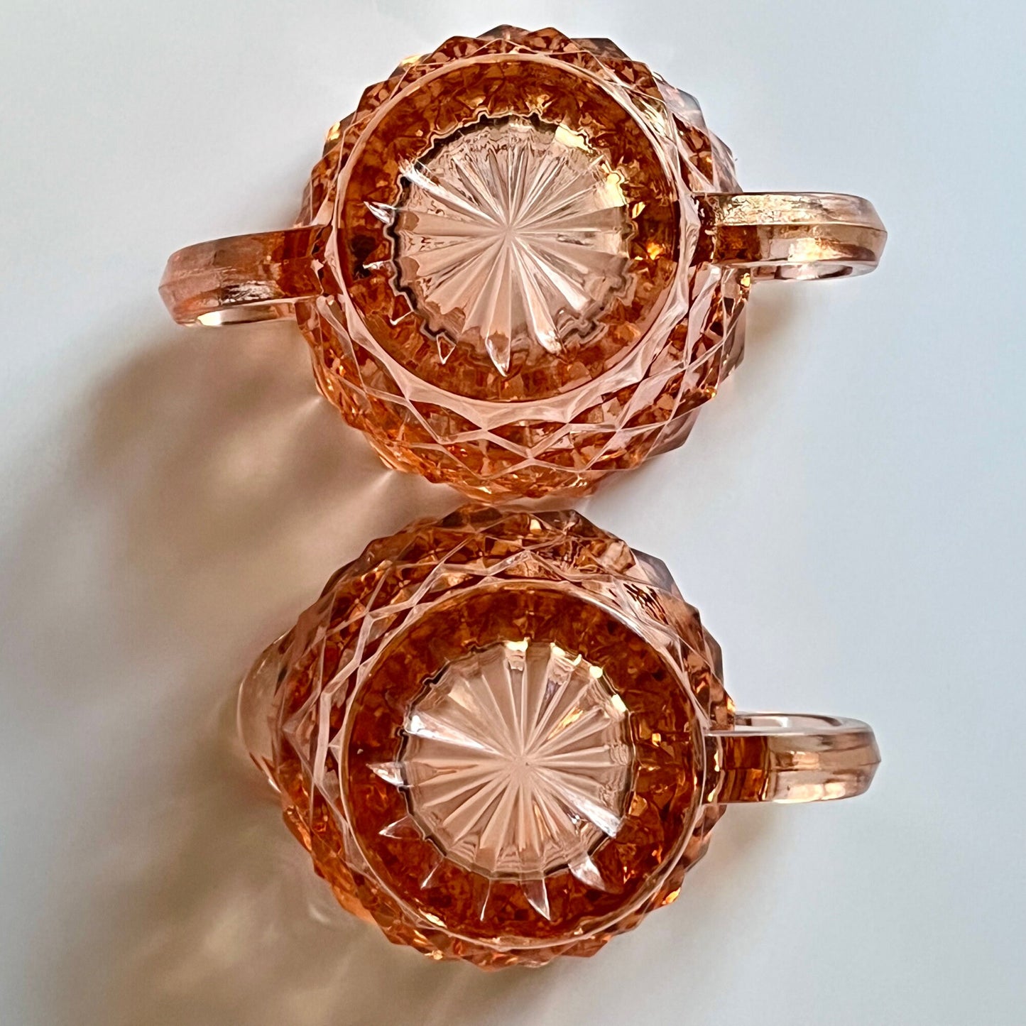 Pink Glass Sugar Bowl & Creamer by Indiana Glass