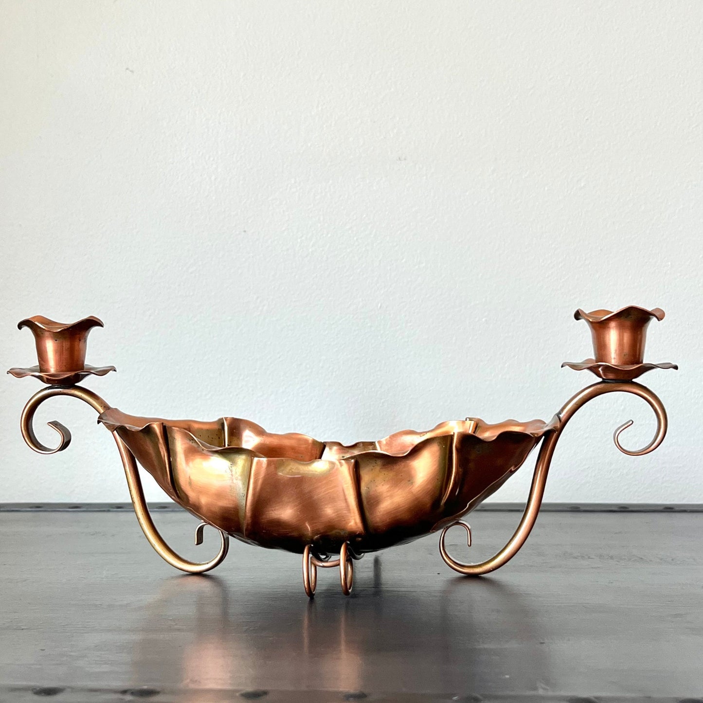 Gregorian Copper Console Candle Bowl