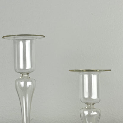 Minimalist Glass Taper Candlestick Holders