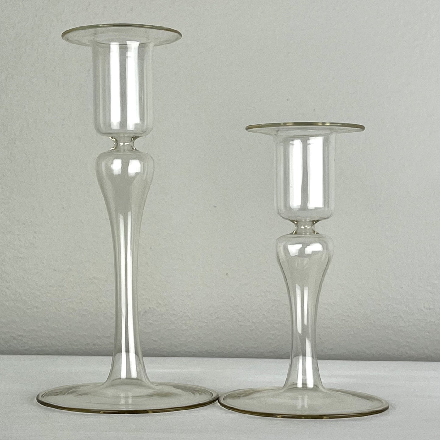 Minimalist Glass Taper Candlestick Holders