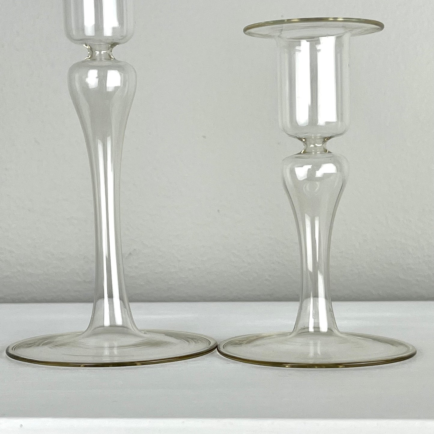 Minimalist Glass Taper Candlestick Holders