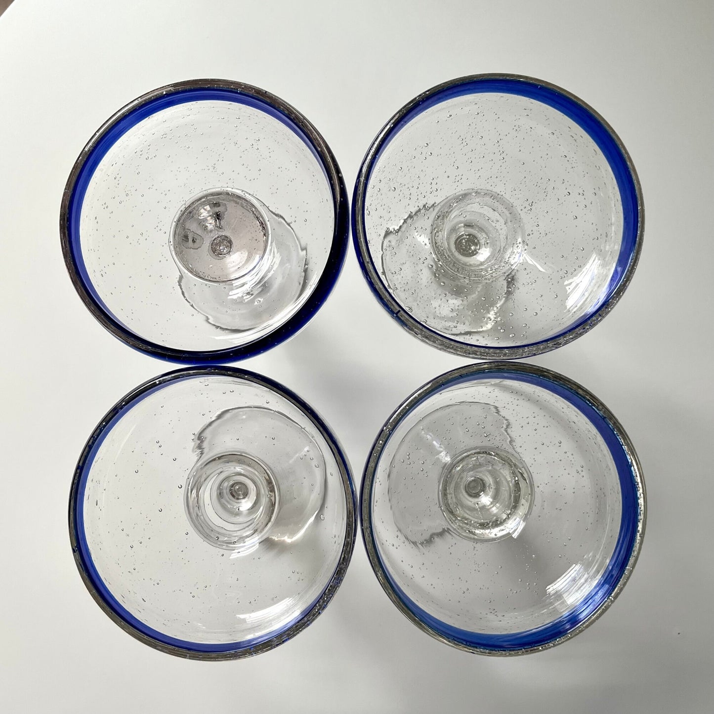 Margarita Glasses with a Cobalt Blue Rim (Set of 4)