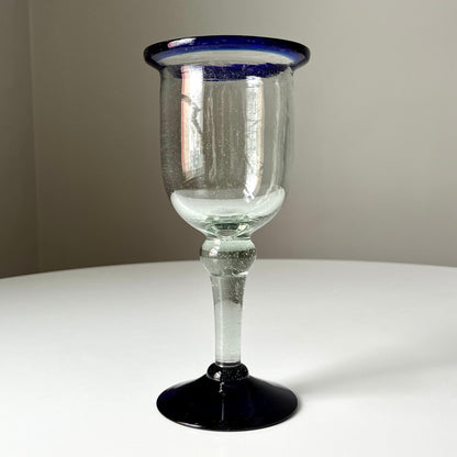 Hand Blown Cobalt Blue Wine Glasses