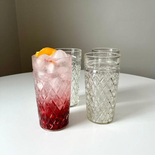 Embossed Diamond Glass Tumblers