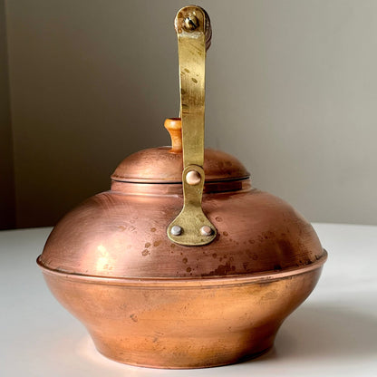 Copper Kettle with Brass & Wooden Handle