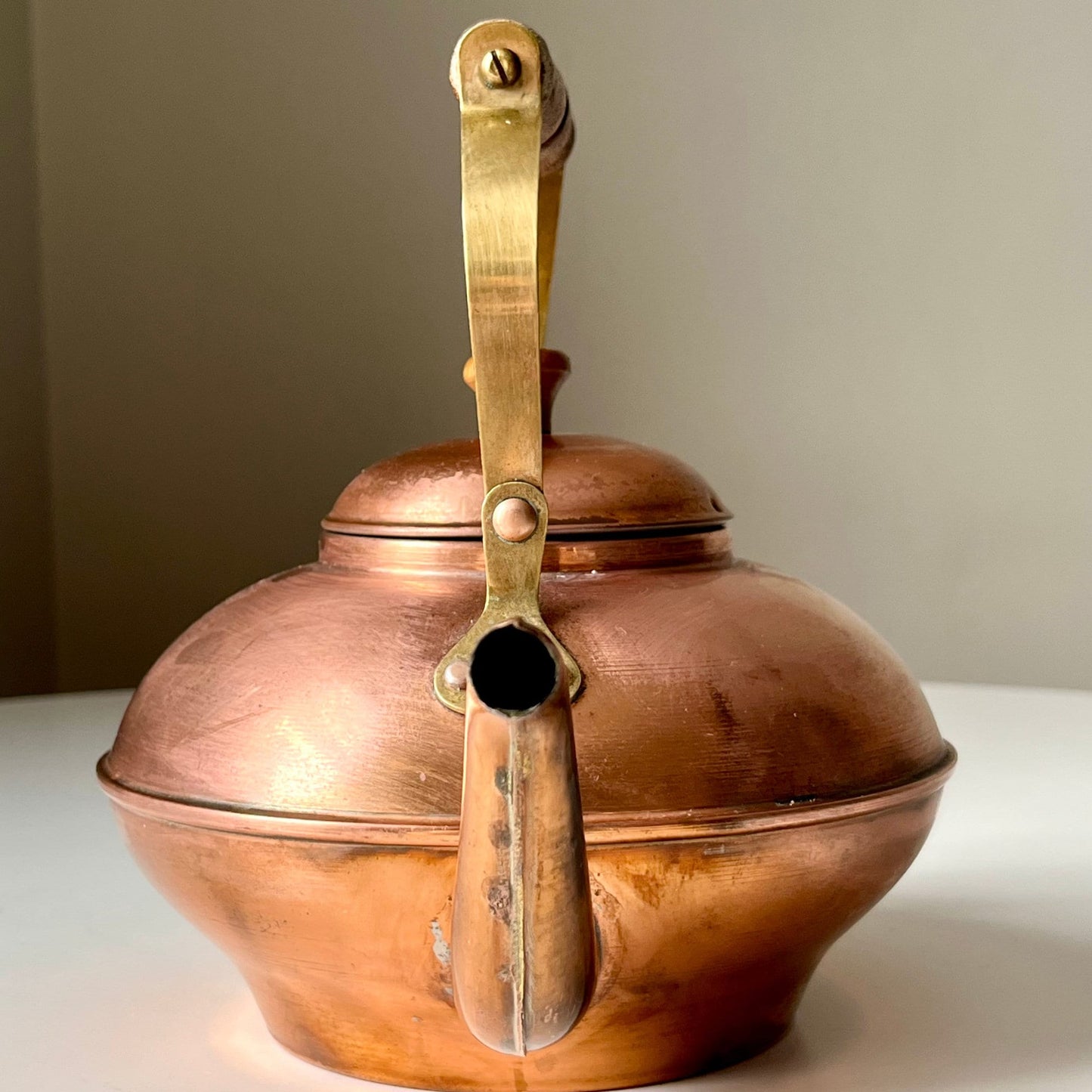 Copper Kettle with Brass & Wooden Handle