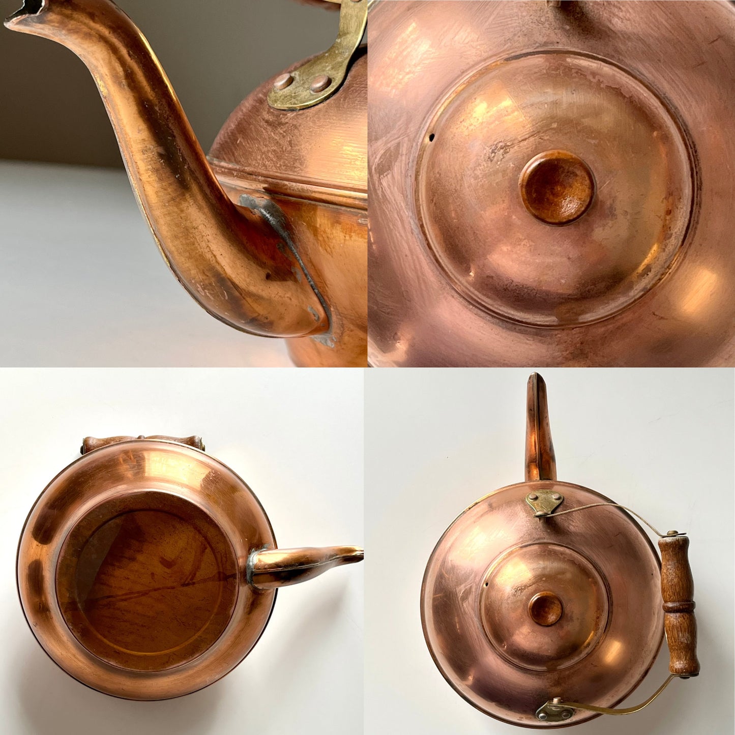 Copper Kettle with Brass & Wooden Handle