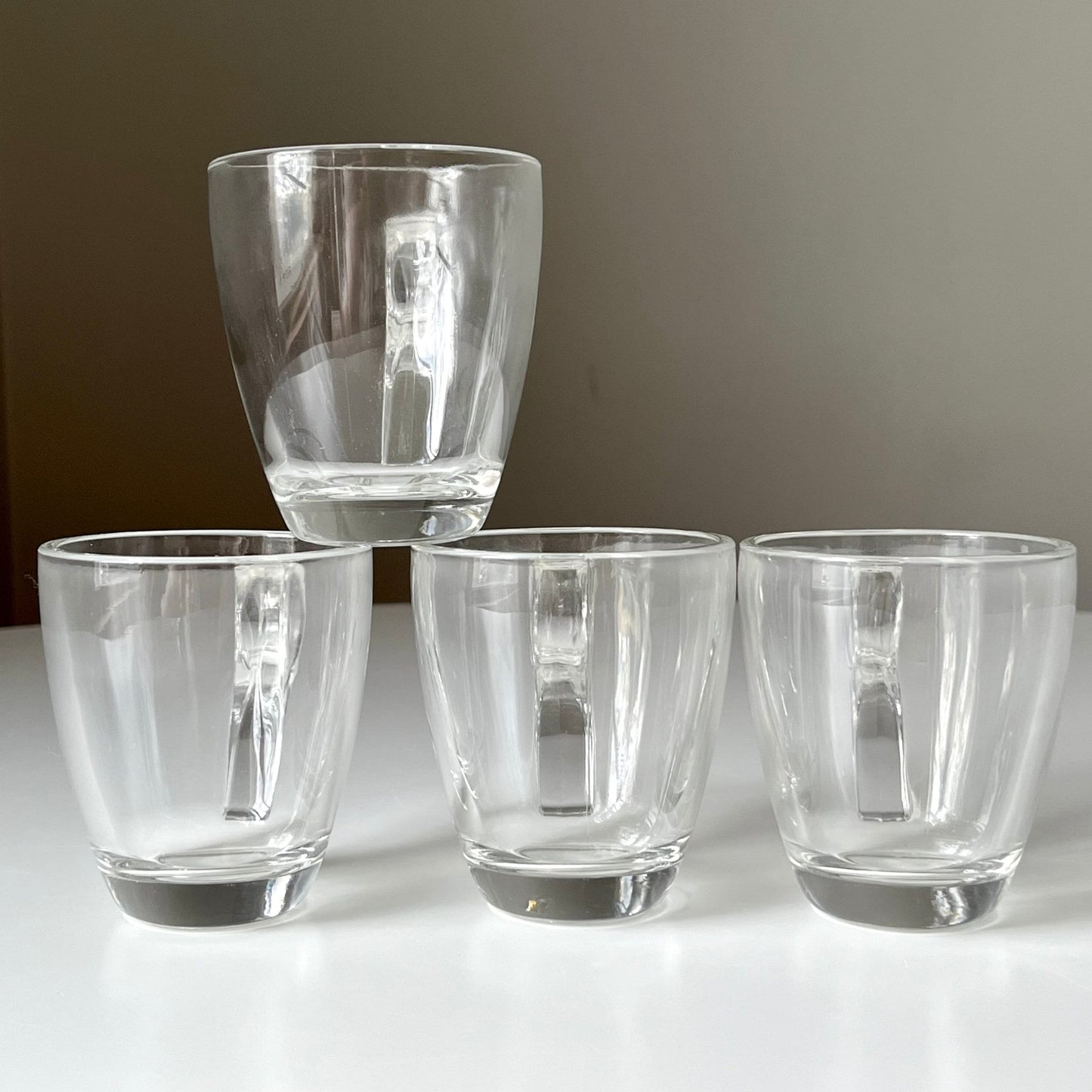 Mid Century Clear Glass Espresso Cups