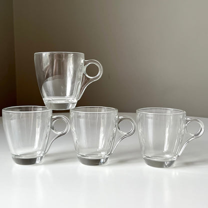 Mid Century Clear Glass Espresso Cups